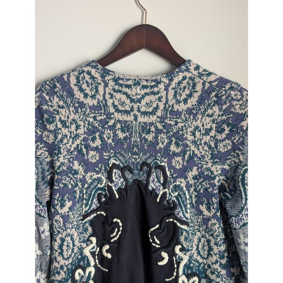 Anthropologie HWR Emma Cardigan Sweater M Wool Embroidered Floral Cottagecore - Picture 7 of 15